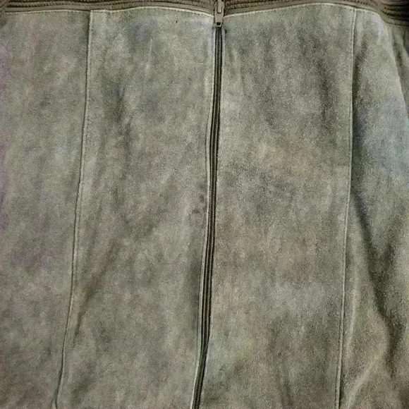 Vintage Leather & Knit Bomber Jacket 80s/90s Mixed Media Zip-Up Brown Retro M - Picture 8 of 13